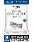 Think Jerky Classic Beef Jerky 22 Ounce Bags Pack of 8 Bags  Delicious Chef Crafted Jerky GrassFed Beef Jerky Gluten Free No Antibiotics or Nitrates  Healthy Protein Snack Low Calorie and Low Fat