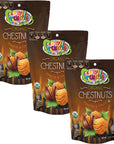 Fruidles Organic Whole Chestnuts Roasted And Peeled Chestnut Kosher for Passover  3 Oz Bag 3Pack