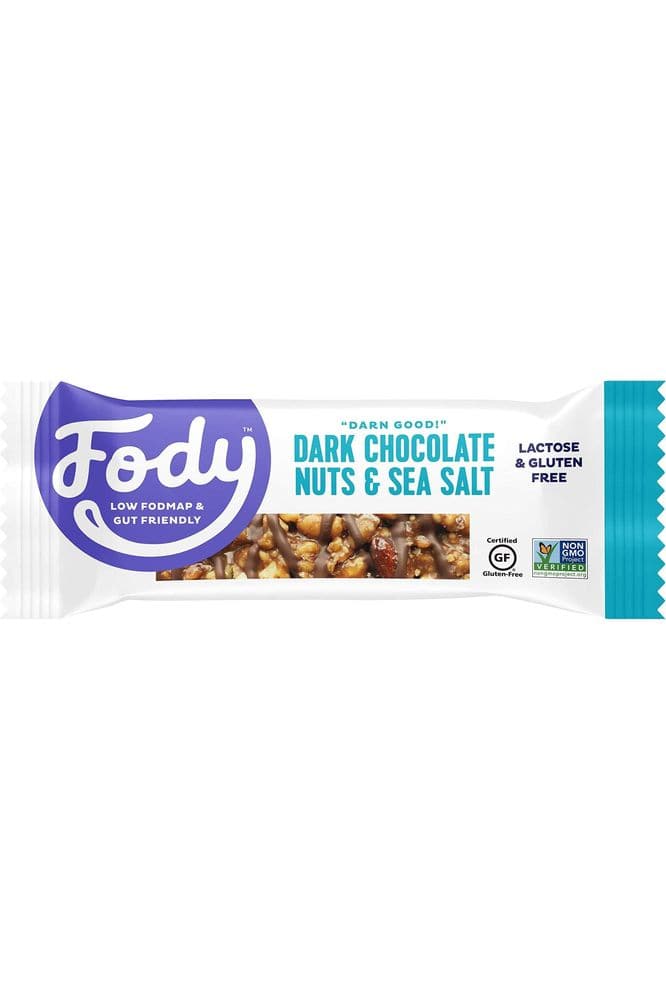 Fody Foods Vegan Protein Nut Bars, Dark Chocolate Nuts and Sea Salt Flavor, 6g Protein per Bar, Low FODMAP Certified, Gut &amp; IBS Friendly, 6 Count