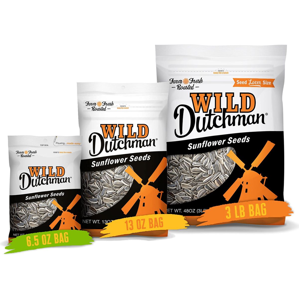 Wild Dutchman Roasted Sunflower Seeds in a Resealable Bag for Ultimate Freshness and an Easy Pour Snack Salted Original Flavor 3 LB Pack of 1