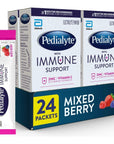 Pedialyte with Immune Support, Electrolytes with Vitamin C and Zinc, Advanced Hydration with PreActiv Prebiotics, Mixed Berry, Electrolyte Drink Powder Packets, 6 Count (Pack of 4)