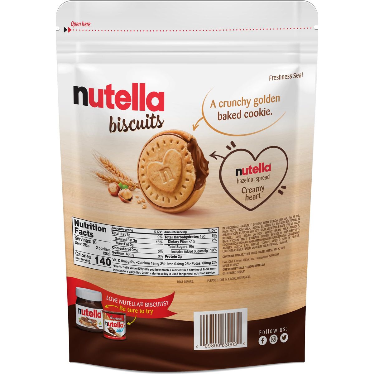 Nutella Biscuits 20 Count Cookies Hazelnut Spread with Cocoa Kids Snacks 97 oz