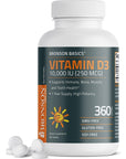 Bronson Vitamin D3 10,000 IU (250 MCG) 1 Year Supply for Healthy Muscle Function and Immune Support, Non-GMO, 360 Tablets