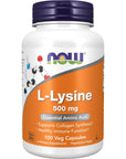 NOW Supplements, L-Lysine (L-Lysine Monohydrochloride) 500 mg, Amino Acid, 100 Veg Capsules