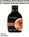 RxSugar Organic Pancake Syrup 2Pack  Allulose sweetener  DiabetesSafe Natural Sugar  Keto Certified  NonGMO Project Verified  GlutenFree Certified