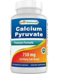 Best Naturals Calcium Pyruvate Fat-Burning Formula for Thighs, 750 mg 120 Capsules - Calcium pyruvate for Weight Loss