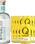 Ritual Zero NonAlcoholic Gin Alternative with 15 Pack of Q Mixers Light Tonic Water for your favorite AlcoholFree Mixed Drink