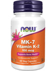 NOW Supplements, MK-7 Vitamin K-2 100 mcg, Cardiovascular Support*, Supports Bone Health*, 60 Veg Capsules