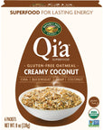 Natures Path Qia Superfood Organic Gluten Free Creamy Coconut Instant Oatmeal6 PacketsNonGMO35g Whole Grains6g Plant Based ProteinHigh Fiberby Natures Path