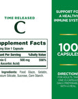 Nature's Bounty Time Released Vitamin C, Immune Support, Vitamin Supplement, 500mg, 100 Capsules