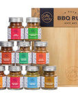 BBQ Rub Gift Set - Spice Gift Set in Premium Wooden Box - Great Grilling Gift for Christmas, Birthday, Father’s Day for Him, Dad, Men, or Her - Unique Barbecue Seasonings (Set of 9)