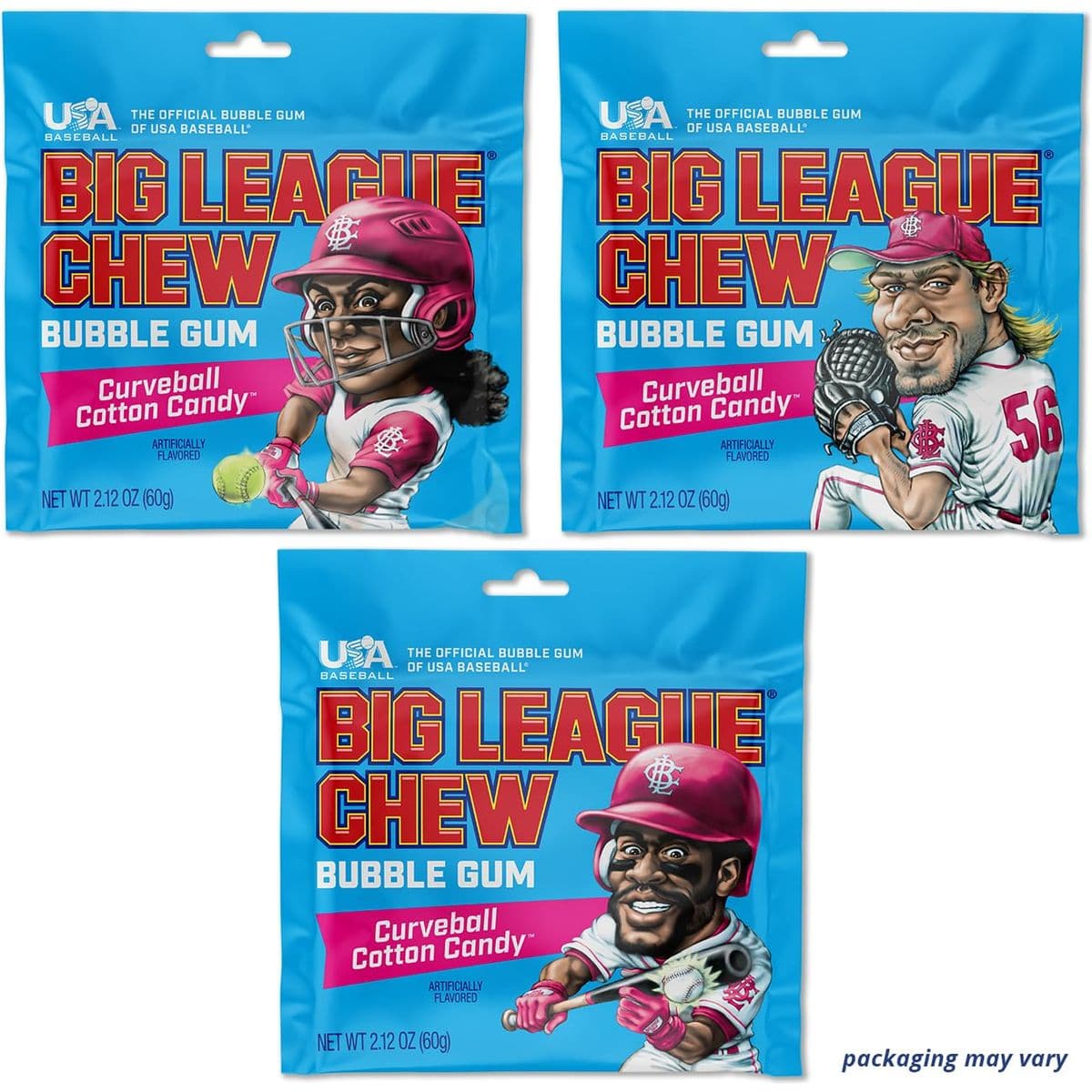 Big League Chew Curveball Cotton Candy Bubble Gum  Tasty Cotton Candy Delight  Ideal for Baseball Games Teams Concessions Parties and Beyond  Pack of 12 Bags 212oz Each