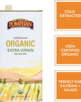 Pompeian USDA Organic Extra Virgin Olive Oil, Cold Extracted, Mild & Smooth Flavor, Perfect for Sautéing, Salads & Drizzling, 33.8 FL. OZ. Tin