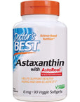 Doctor's Best Astaxanthin, Powerful Antioxidant, Skin, Eye Health, Non-GMO, Gluten Free, Vegan, Soy Free, 6 mg, 90VSG