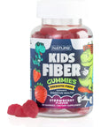 Kids Fiber Gummies, Daily Chicory Root Fiber Supplement, Plant Based, Non-GMO, for Digestive and Intestinal Gut Health, Low Sugar Prebiotic Fiber Gummy for Children, Strawberry Flavored, 60 Gummies