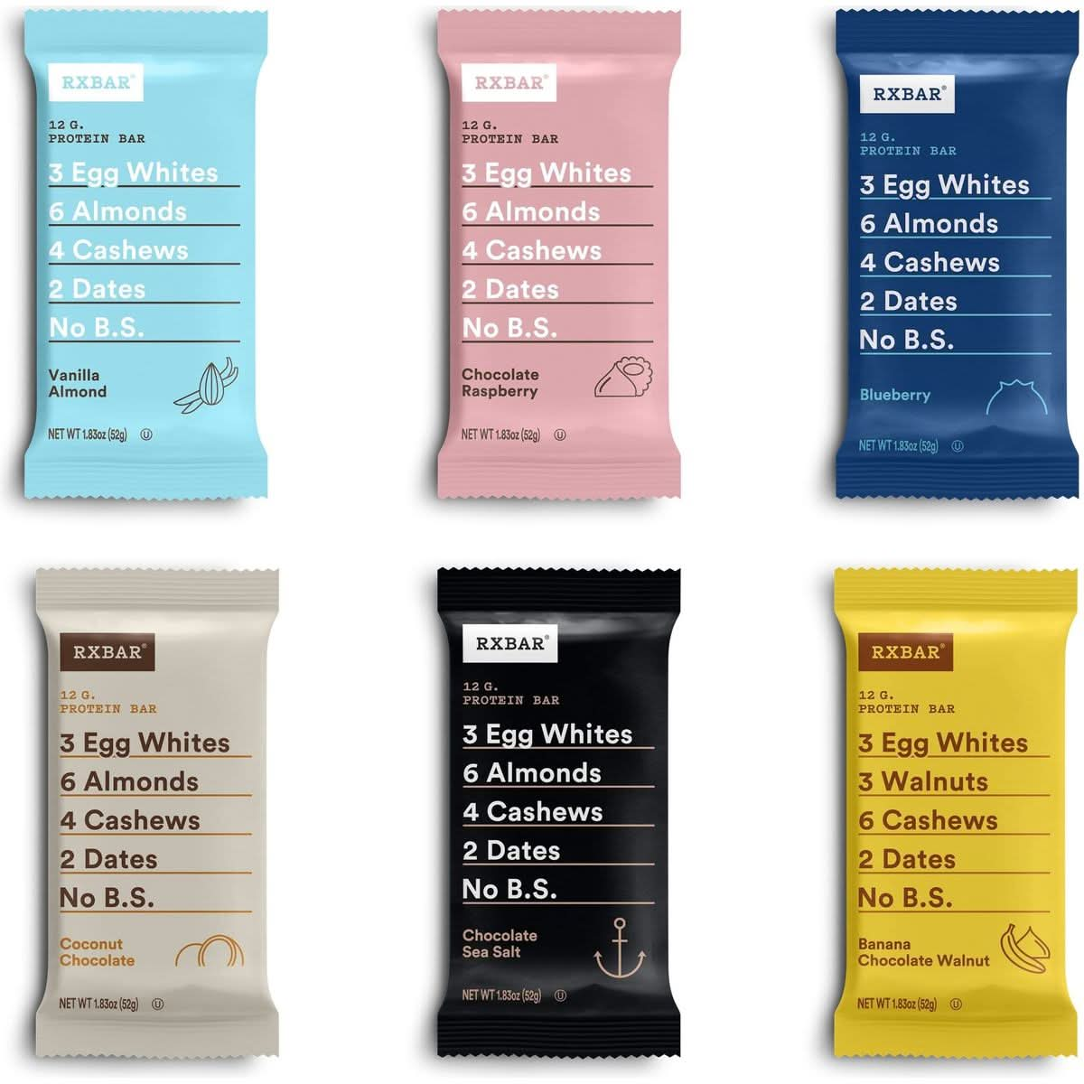 RXBAR Protein Bar Variety Pack 6 Flavors 183 Ounce  12 Count Pack of 1