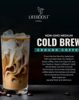 Lifeboost Medium Cold Brew Coffee  Low Acid Coarse Ground Coffee for Cold Brew  Single Origin NonGMO USDA Organic Cold Brew Coffee Grounds  3rd Party Tested For Mycotoxins  Pesticides  12 Ounces