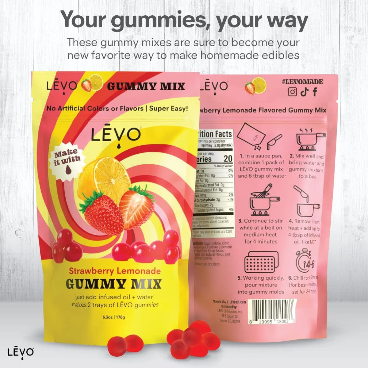 L_x005F_x0012_VO Gummy Mix  Strawberry Lemonade  Make Your Own Infused Gummies  Each Bag Makes 64 Gummies  1 Pack