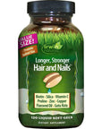 Irwin Naturals Longer, Stronger Hair and Nails - Promotes Vibrant Shine Texture & Strength - 120 Liquid Softgels