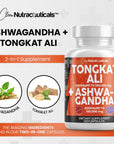 Clean Nutraceuticals Tongkat Ali 300,000mg and Ashwagandha 100,000mg Supplement Capsules - 120 Count - Support Your Natural Health, Mood, and Stress Relief - Premium Blend Made in The USA