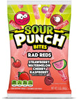 Sour Punch Bites Rad Reds Watermelon Strawberry Cherry  Raspberry Chewy Candy 5oz Bag Pack of 12 Packaging may vary