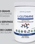 Eniva Health L-Glutamine Pure Powder, Unflavored (101 Servings) | Vegan, Gluten-Free, Sugar-Free, Non-GMO | Doctor-Formulated, USA Made | Gut Health, Leaky Gut, Bloating, Muscle Health, Immune System