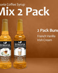 Syruvia Coffee Syrup Variety Pack  French Vanilla  Irish Cream GlutenFree Kosher 254 fl oz Bottles  Enhance Your Coffee Experience with Premium Flavoring Syrups