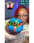 Chamoy Pickle Kit For 2  Blue Raspberry Pickle KitComes In A Gift Box by Food Crush Comes With Blue Takis chips Fruit Rollups and other Mexican candy snacks The Gift Box From Tiktok