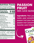 Ceres 100 All Natural Pure Fruit Juice Blend  Delicious Passion Fruit Edition  Rich in Vitamin C No Added Sugar or Preservatives Cholesterol Free Gluten Free  338 FL OZ Pack of 6