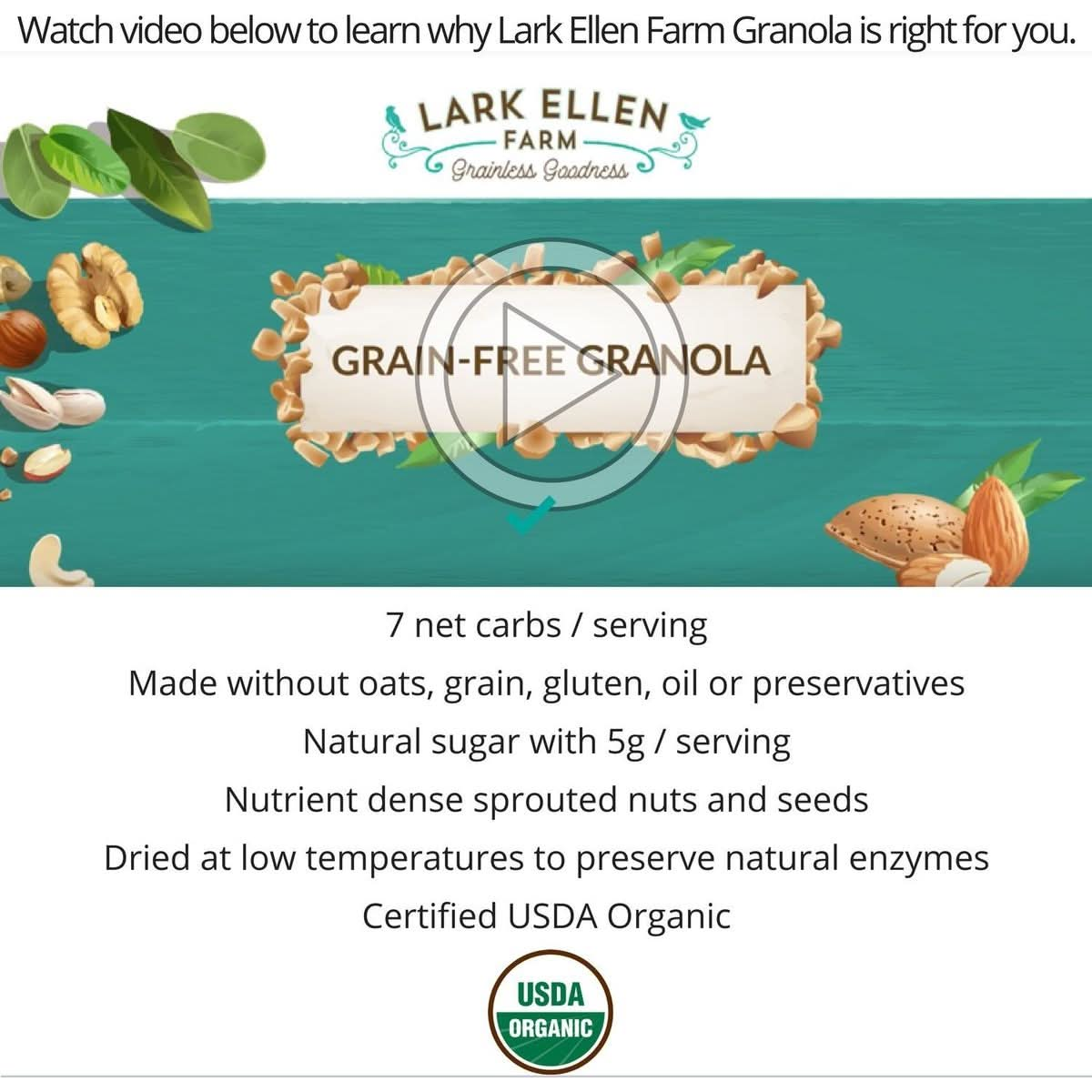 Lark Ellen Farm Grain Free Paleo Granola Bites Certified Organic Vegan Snacks and Cereal made from Sprouted and Activated Nuts and Seeds Berrylicious 8 Oz