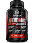 Nitric Oxide Booster with L-Arginine, L-Citrulline, Beta Alanine, AAKG - Non-GMO, Gluten-Free, Vegan - Pre-Workout Supplement for Muscle Growth, Stamina, Energy, Pumps, Vascularity - 60 Capsules