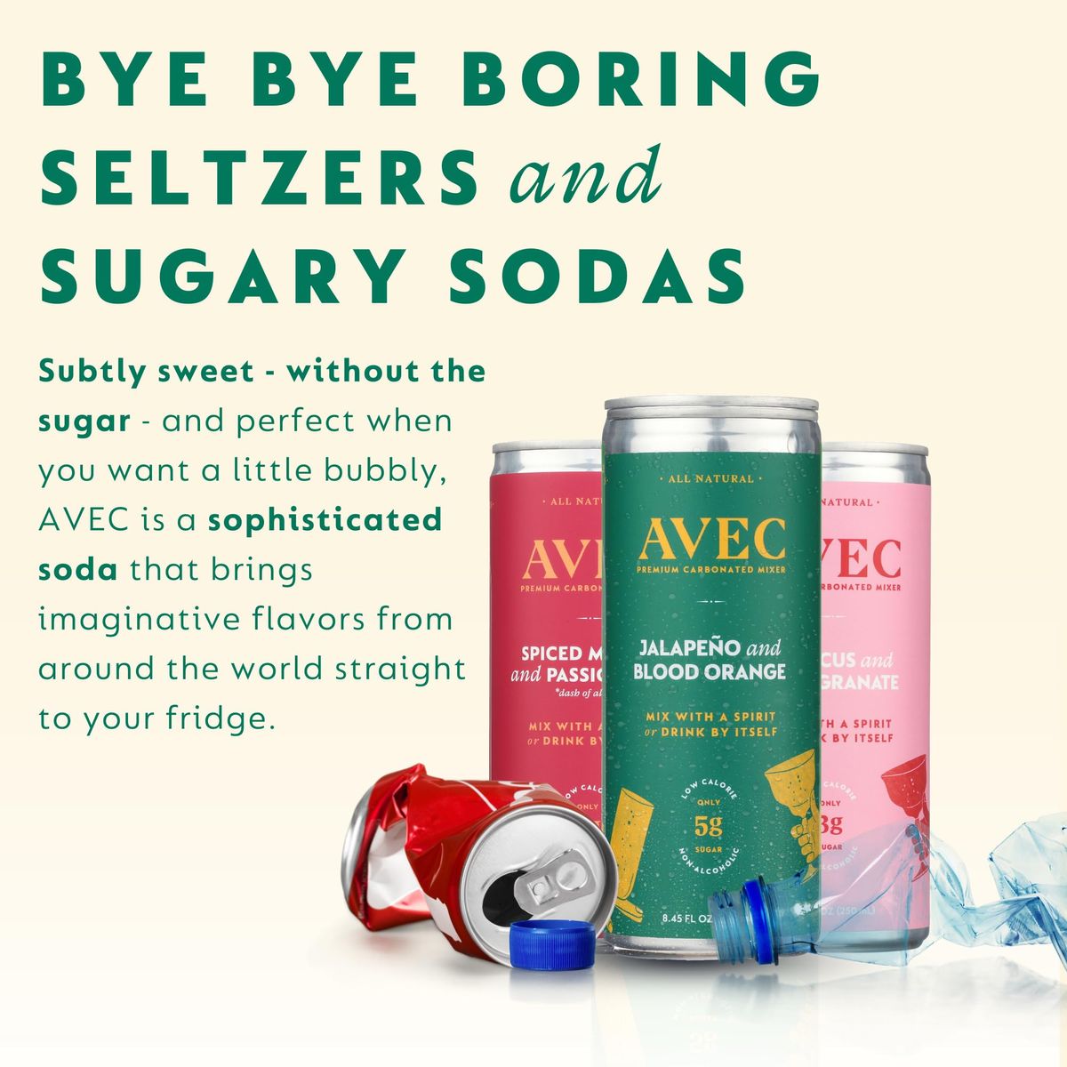 AVEC Spiced Mango  Passionfruit Premium Flavored Sparkling Water Bubbly Drink Mixer Real Fruit Juice Vegan Non Alcoholic Drinks Gluten Free Seltzer Water No Added Sugar Pack of 12 Cans 845oz