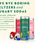 AVEC Spiced Mango  Passionfruit Premium Flavored Sparkling Water Bubbly Drink Mixer Real Fruit Juice Vegan Non Alcoholic Drinks Gluten Free Seltzer Water No Added Sugar Pack of 12 Cans 845oz