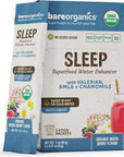 BareOrganics Sleep Superfood Drink Mix Organic Sleep Aid 5 Sticks