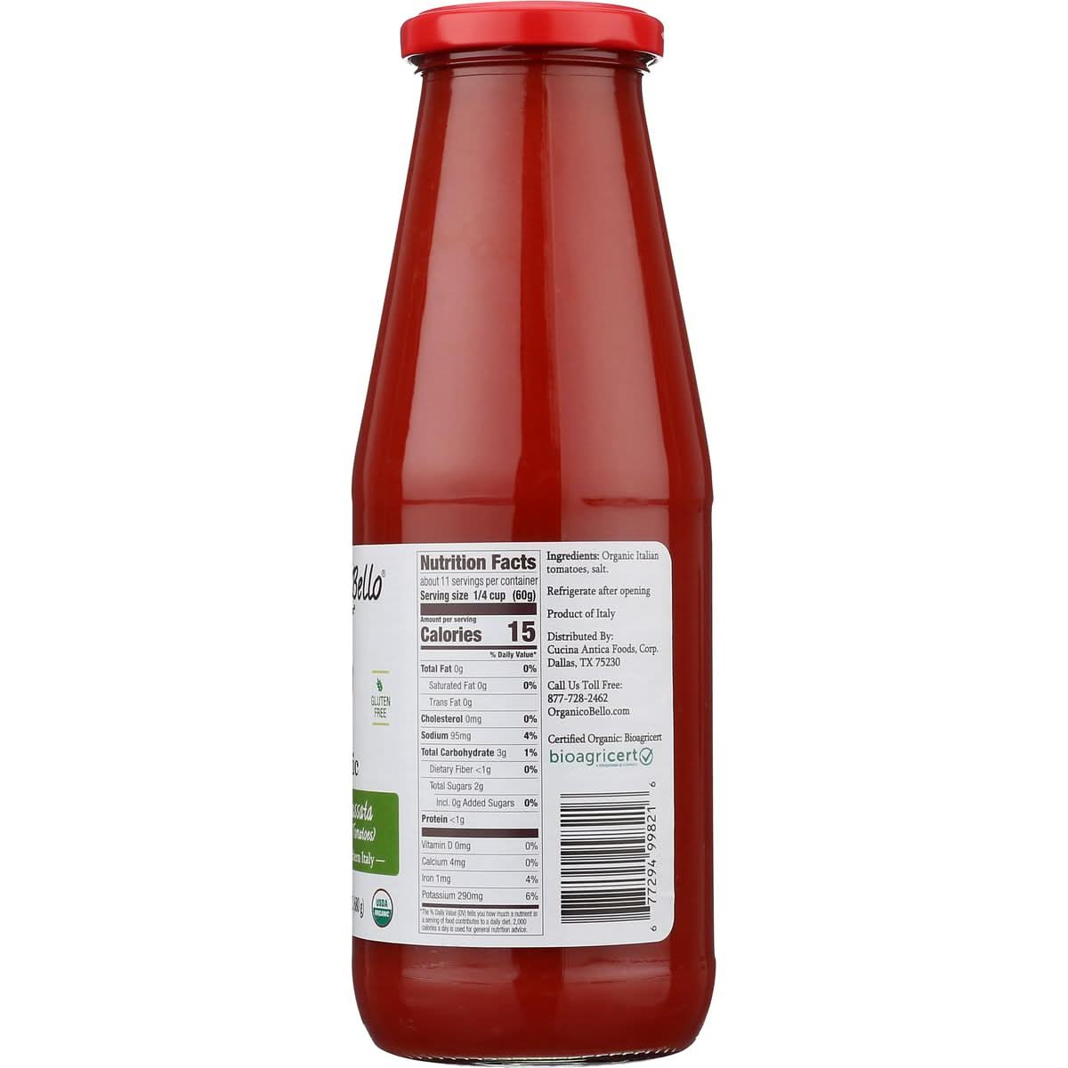 ORGANICO BELLO Organic Strained Passata Tomatoes 24 OZ