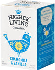 Higher Living Organic Chamomile  Vanilla Tea  Blend of Natural Herbs  Aromatic  Intense Tea  Refreshing  Calming  Helps with Stress Relief  Relaxation in Every Sip  15 Tea Bags Pack of 1