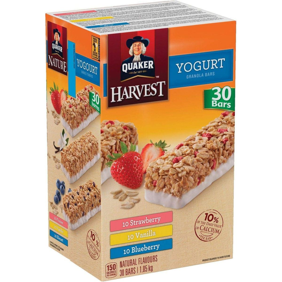 Quaker Bars Yogurt Strawberry Blueberry Vanilla Granola Bars Variety Pack 30ct, 1.05kg2.3lbs., {Imported from Canada}