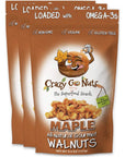 Crazy Go Nuts Walnuts  Maple 45 oz 3Pack  Healthy Snacks Vegan Low Carb Gluten Free Superfood  Natural NonGMO ALA Omega 3 Fatty Acids Good Fats and Antioxidants