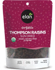 Elan Organic SunDried Thompson Raisins 79 oz Dried Fruits No Added Sugar NonGMO Vegan GlutenFree Kosher Healthy Snacks Naturally Sweet Snack