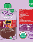 Plum Organics Mighty Morning Organic Toddler Food - Apple, Blackberry, Purple Carrot, Greek Yogurt, and Oat - 4 oz Pouch (Pack of 6) - Organic Fruit and Vegetable Toddler Food Pouch