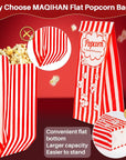 MAQIHAN 50 Popcorn Bags Individual Servings  Flat Bottom Paper Popcorn Food Bags Party Pop Corn Sleeves Bulk Carnival Halloween Snack Packs Gift Favor Treat bolsas para palomitas Movie Night Supplies