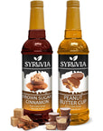 Syruvia Coffee Syrup Variety Pack  Brown Sugar Cinnamon  Peanut Butter Cup GlutenFree Kosher 254 fl oz Bottles  Enhance Your Coffee Experience with Premium Flavoring Syrups