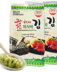 Korean Crispy Seasoned Seaweed Snacks Kimchi Spicy Sheets  12 Individual Packs 100 Natural Laver 12 Pack Roasted Nori Snack Healthy Premium Gim by Unhas Asian Snack Box Wasabi  Kimchi