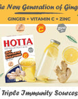 HOTTA Instant Ginger Drink With Zinc  Vitamin C Hot or Cold No Sugar Caffeine Free Tea Soothes Throat Easy Brewing Low Calories Real Asian Ginger 10 Sachets