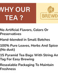 BREWIX Chocolate Rooibos Herbal Tea Bags 15 Pyramid Tea Bags  Red Tea with Cocoa  Rooibos Cinnamon Spearmint Peppermint Tea  Naturally CaffeineFree