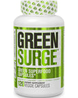 Jacked Factory Green Surge Green Superfood Capsules - Keto Friendly Greens Supplement w/Spirulina, Wheat & Barley Grass - Organic Greens Plus Probiotics & Digestive Enzymes - 120 Veggie Pills