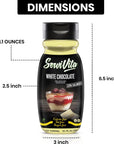 Sugar Free WHITE CHOCOLATE Syrup Zero Calories and Fat Free Topping 111 FL OZ  No Sugar White Chocolate Syrup Dessert Topping GlutenFree NonGMO Vegan and Keto Friendly  ServiVita