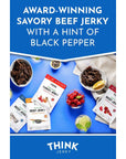 Think Jerky Classic Beef Jerky 22 Ounce Bags Pack of 8 Bags  Delicious Chef Crafted Jerky GrassFed Beef Jerky Gluten Free No Antibiotics or Nitrates  Healthy Protein Snack Low Calorie and Low Fat