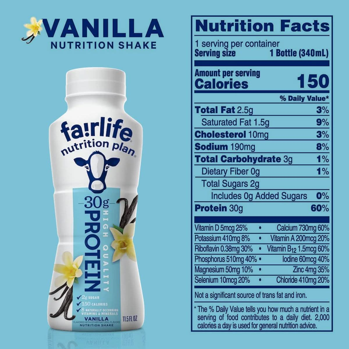 Fairlife Nutrition Protein Shakes  Pack of 12  30g Protein Low Sugar LactoseFree  Delicious Vanilla Chocolate Salted Caramel and Strawberry Flavors 115 fl oz In KozyHome Packaging Vanilla