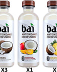 Bai Drinks  Flavored Water Assortment of Coconut Mango Coconut Coconut Pineapple is Gluten Free Non GMO Vegan  Kosher  Antioxidant Infused Drinks 18 FL OZ Pack of 5  Every Order is Elegantly Packaged in a Signature BETRULIGHT Branded Box